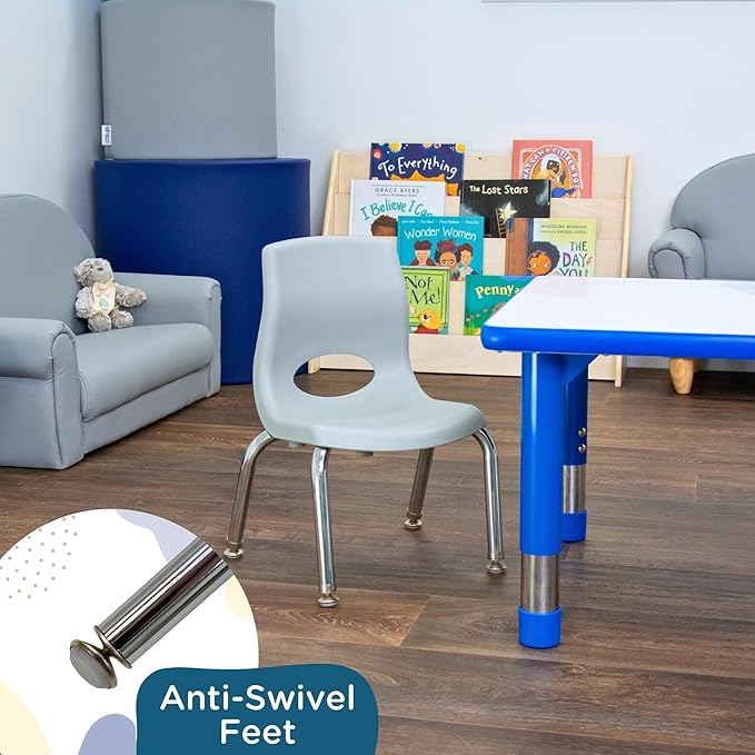 Children’s Factory MyPosture Plus 8" Chair, Gray with Chrome Legs, 2 Pack, Stackable Ergonomic Seating Solution for Classrooms and Homeschools