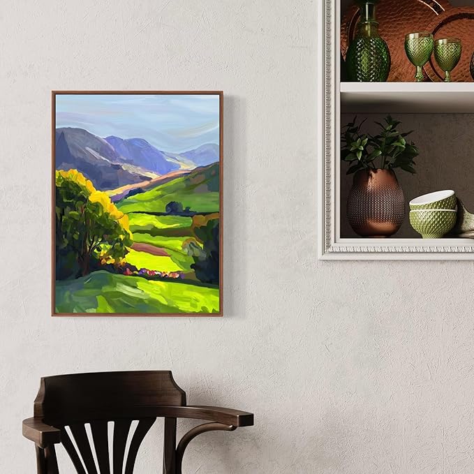 Evanthia Framed Canvas Wall Art Valley of Light Nature Wall Art Nature Wall Decor for Living Room, Bedroom, Office or Farmhouse Style Home 18x24inch（45x60cm）.