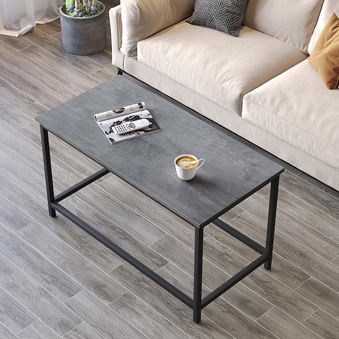 SAYGOER Small Rectangular Coffee Table Simple Modern Open Design Minimalist Center Table for Living Room Small Spaces, Easy Assembly, 31.5 x 15.7 x 17.7, Gray Black
