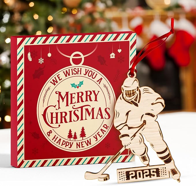 Hockey Ornament - Ideal Ice Hockey Ornaments for Christmas Tree, Unique Gift for Hockey Players, Christmas Ornament for Those Cherishing Ice-Hockey, 2025 Special Ice-Hockey Ornaments
