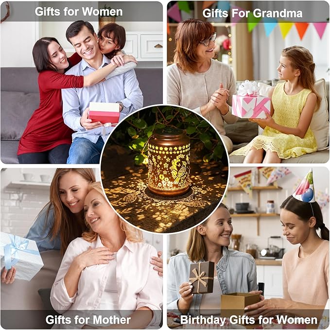 Solar Lanterns Outdoor Cardinal Lantern Garden Decor Waterproof Decor Light Hanging Solar Lights Yard Decor,Gifts for Women Gifts for Mom Gifts for Grandma