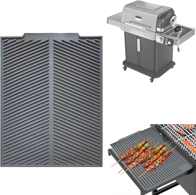 Silicone Griddle Tools Mat for Ninja FlexFlame, Heat Resistant Grill Mat & Spatula Rest, BBQ Side Shelf Drip Pad & Utensil Holder, Griddle Accessories for Kitchen Countertop & Outdoor Grill