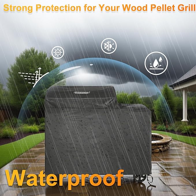 Outdoor Heavy Duty 600D Waterproof Pellet Grill Cover Compatible with Traeger Woodridge Pellet Grill, BAC761 Full-Length All Weather Grill Cover Accessory (Woodridge)