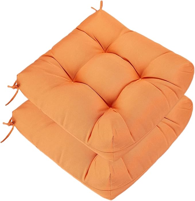 JMGBird Outdoor Chair Cushions, Pack of 2 Patio Seat/Back Cushions 19" x 19" with Ties for Patio Furniture Chairs Home Garden Decoration