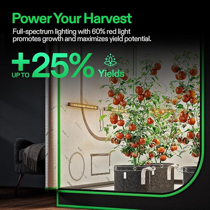 VIVOSUN Lumaray LED Grow Light Bars 16”(8-Bar), Full Spectrum Side Lighting with 60% Red Light up to 25% Yields for Grow Tents, Greenhouses, Magnet Reliability Upgraded, SGS Compatible