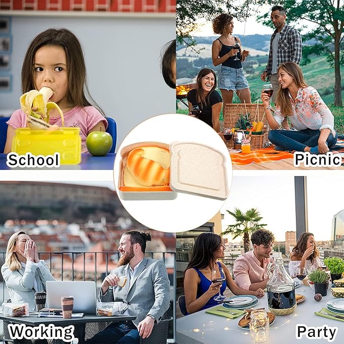 Sandwich Containers, Sandwich Containers for Lunch Boxes Plastic Toast Shape Food Storage Sandwich Box with Lid, BPA Free and Reusable, Microwave & Dishwasher Safe, for Family Adults (Green White)