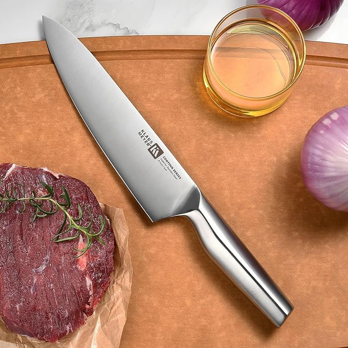 19 Piece Contour High Carbon Stainless Steel Kitchen Knife Set with Knife Sharpener Non-Slip Handles Knife Set with Block