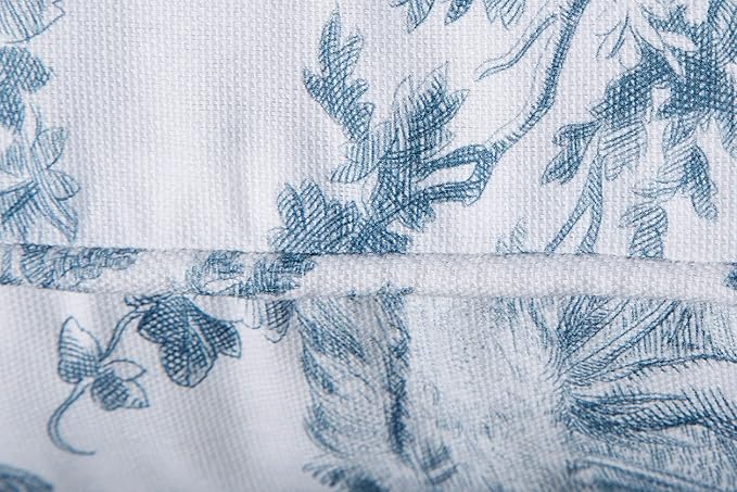 Maison d' Hermine Decorative Pillow Covers 18 x 18 Inch Square 100% Cotton Throw Pillow Covers with Invisible Zipper for Living Room Couch, Chair, Sofas, Bedroom, Home (The Miller - Blue (White))