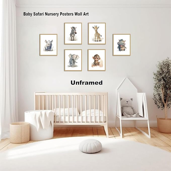 Funny Bathroom Animal Canvas Wall Art Set of 9, Baby Nursery Posters Wall Decor Painting,Tiger Lion Elephant Giraffe Monkey Posters Prints for Bathroom Bedroom Babyroom 8x10In Unframed