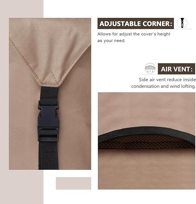 ULTCOVER Square Patio Heavy Duty Table Cover - 600D Tough Canvas Waterproof Outdoor Dining Table and Chairs General Purpose Furniture Cover Size 62 inch