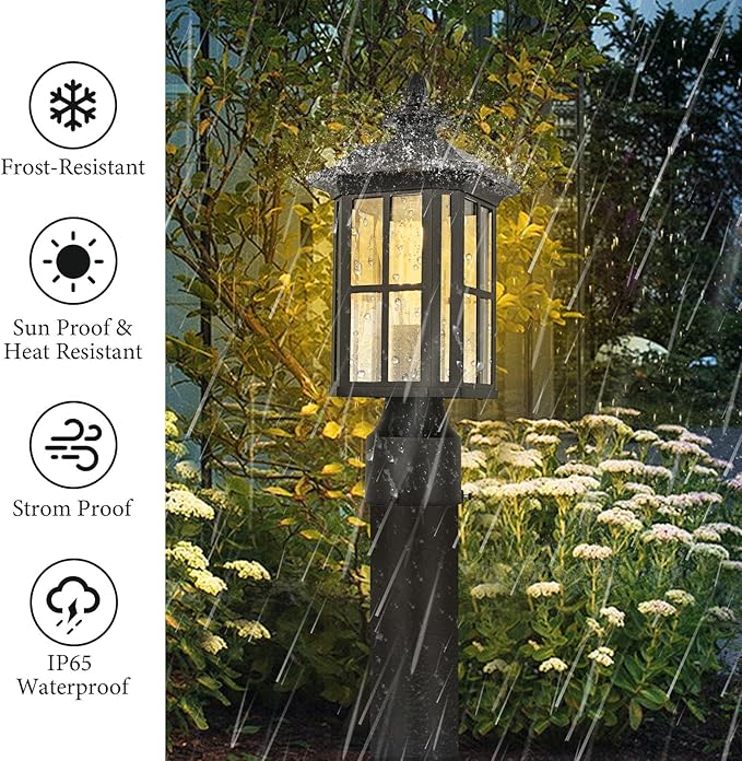 Outdoor Post Lights Outdoor Lamp Post Light Fixture Aluminum with Glass, Post Lamps Outdoor Light Posts for Outside Patio Yard Garden