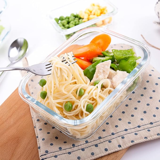 UMEIED 10 Pack Glass Food Storage Containers with Lids Leakproof, Airtight Glass Meal Prep Containers For Lunch, On The Go, Leftover, Dishwasher Safe