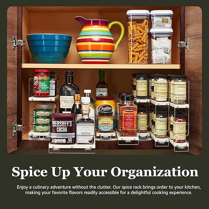 Vertical Spice Combo Spice Rack Drawer - Pull Out Pantry Organizers and Storage - Kitchen Cabinet Organizer - Seasoning Sliding Caddy - Made in USA (5.75" W x 10.75" H x 10.60" D, Partially Assembled)