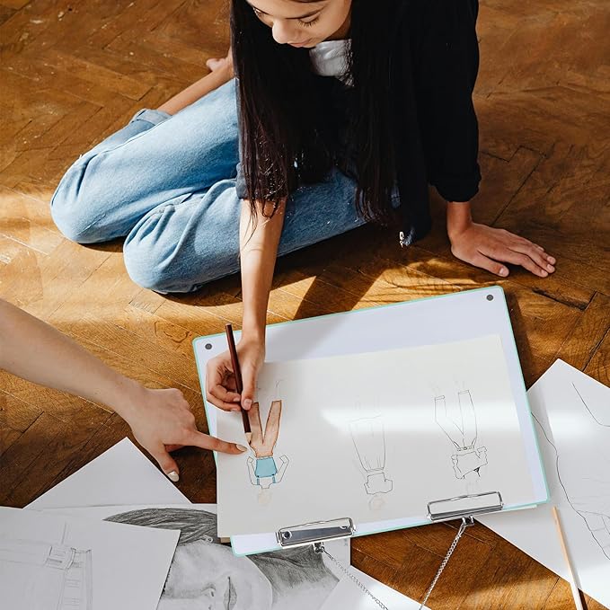 Large A3 Writing Easel Desk Adjustable Dry Erase, Keyboard Stand for Desk, Learning Portable Clipboard Magnetic, White Board Dry Erase Wall Hangable, Slant 18°/13° for Teachers & Students, Mint Frame