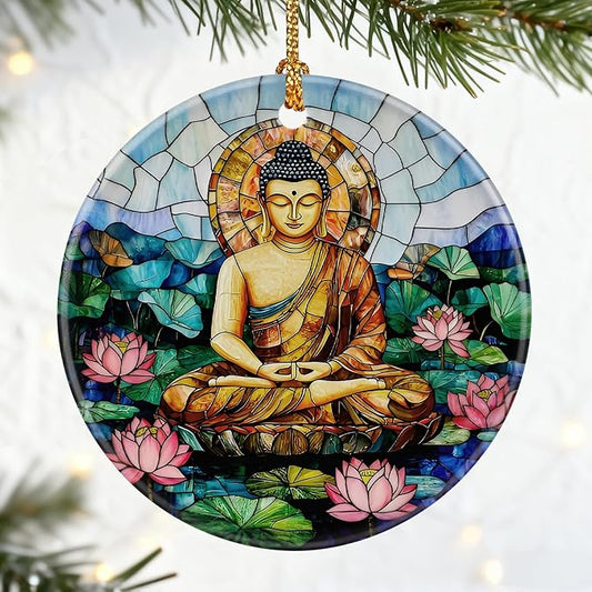 Buddha Ornament for Christmas Tree, Buddha Meditation Christmas Ornaments, Namaste Decor, Holiday Decor Gifts for Family, Friends & Yoga Lovers, Gift Exchange & Gift Idea, Giftbox Included