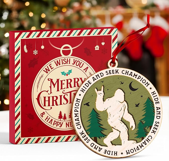 Bigfoot Ornament - Endearing for Sasquatch Lovers, Funny and Cool Bigfoot Ornaments for Christmas Tree, Unique Tree Topper with Bigfoot and Sasquatch Characters