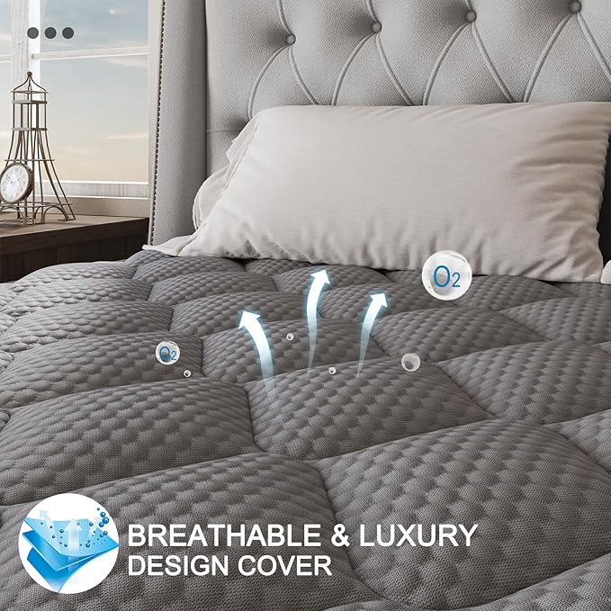 King Mattress, 10 Inch Hybrid Mattresses Grey Medium Firm for Back & Lumbar Support, 100 Night Trial, Individual Pocket Spring Mattresses for Motion Isolation & Pressure Relief