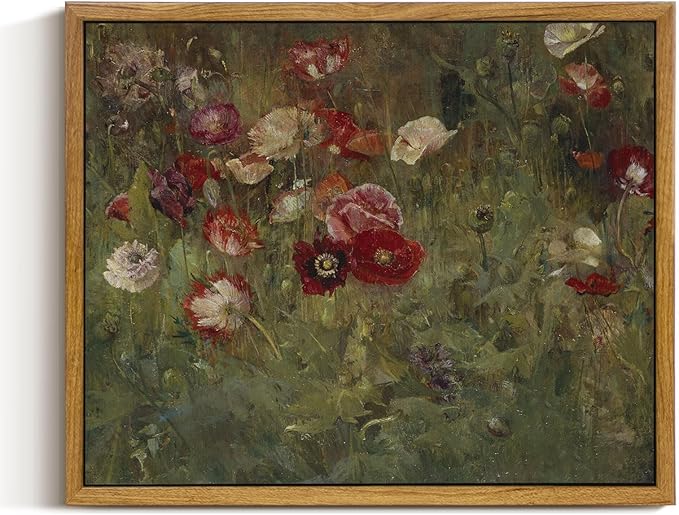 InSimSea Framed Canvas Wall Art Vintage Decor, Classical Flower Paintings Vintage Wall Art for Living Room, Retro Nature Floral Art Work Wall Decorations for Bedroom Home Wall, 9"x11"