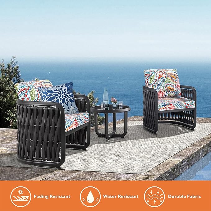 JMGBird Outdoor Cushion Tufted Pillow, Deep Seat Outdoor Chair Cushion Set 22"x22" Patio Cushions for Outdoor Furniture