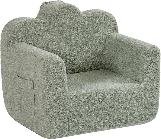 Tiita Kids Couch Plush Toddler Chair, Cloud-Like Glow in The Dark Kids Sofa Toddler Reading Chair with Washable Cover Carrying Handle, Convertible Children Sofa Chair for Girls and Boys