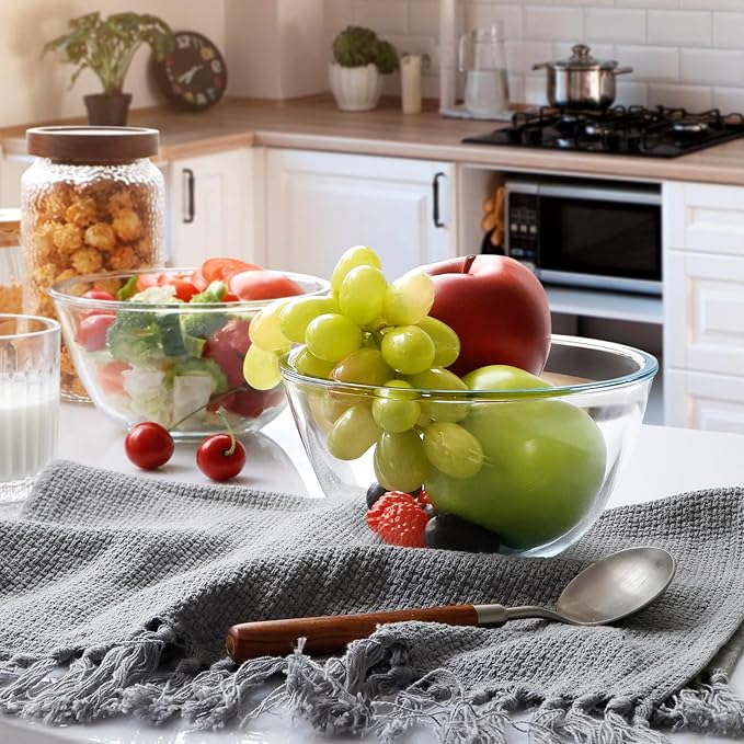 NUTRIUPS Glass Bowls Set Cereal Bowl Glass Salad Bowls Small Bowl for Kitchen (30oz-set of 2)