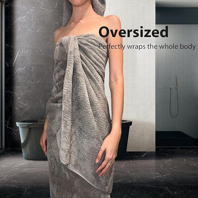 Ultra Soft 8 Piece Textured Bath Towel Set for Bathroom Shower Pool, Kitchen, Quick Dry, Lightweight Highly Absorbent - 2 Oversized Bath Towel Sheets, 2 Hand Towels, 4 Washcloths - Dark Gray