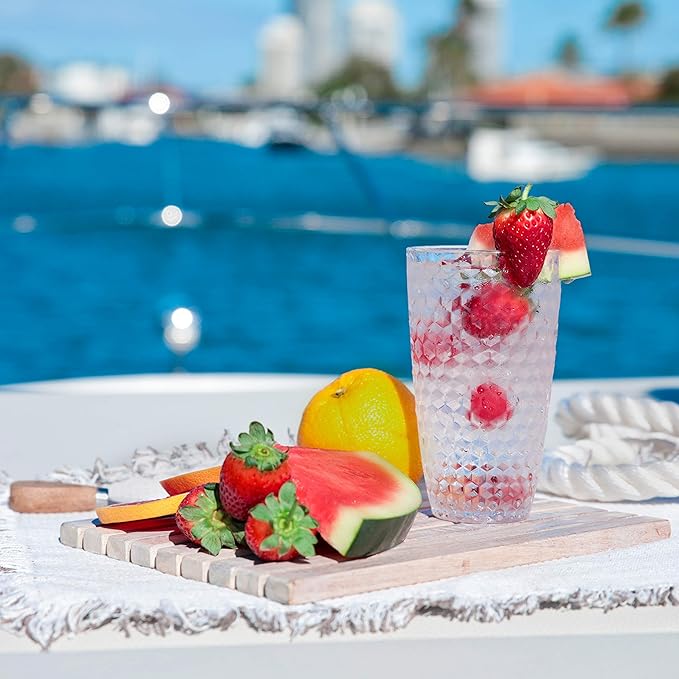 BELLAFORTE Shatterproof Tritan Plastic Tall Tumbler, 19oz Drinking Glasses Set of 4 - Laguna Beach Unbreakable Outdoor Drinkware for Party, Poolside, Indoor Use - Dishwasher Safe, BPA Free - Clear