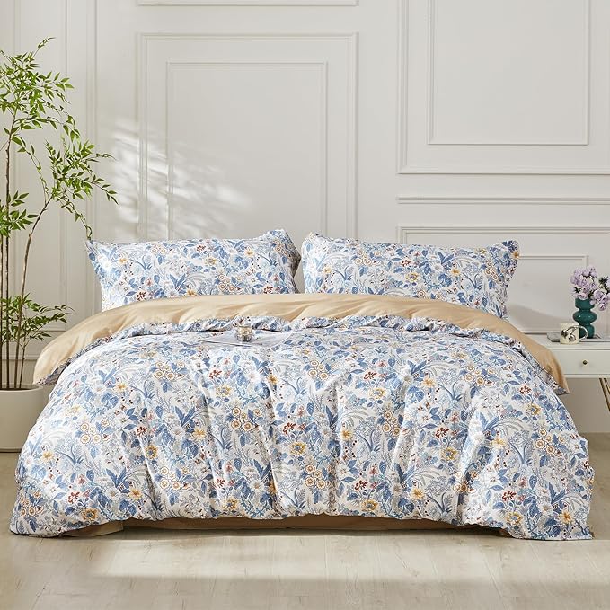 SAPHREAS King Boho Duvet Cover Green Paisley Bedding Set with 8 Corner Ties and 2 Pillow Shams 100% Cotton Reversible Duvet Cover Set with Zipper Closure