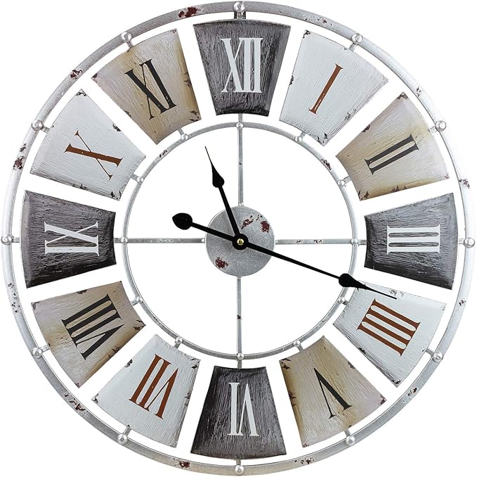 Sorbus Decorative Large 24-Inch Wall Clock for Living Room, Vintage Industrial Modern Rustic Farmhouse Style, Oversized Roman Numeral Clock, Modern Wall Clock, Ideal Room Décor