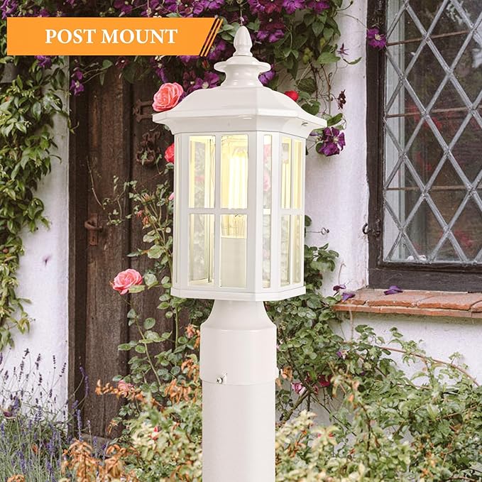 Outdoor Post Lights Outdoor Lamp Post Light Fixture, Waterproof Aluminum with Glass Outdoor Post Light Fixtures for Patio Porch Yard Doorway