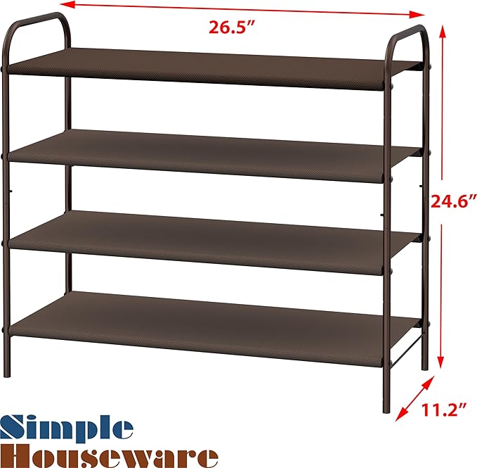 Simple Houseware 4-Tier Shoe Rack Storage Organizer, Bronze