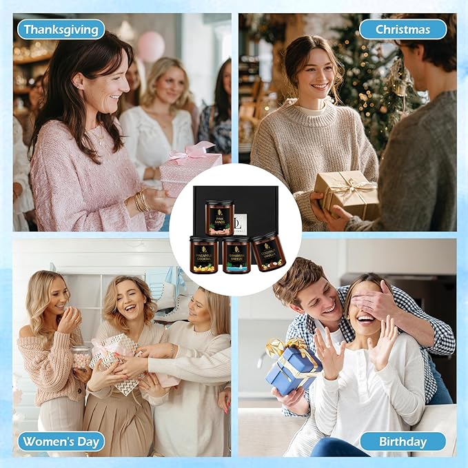 Scented Candles for Home, 4 Pack 28oz Soy Candle for Home Scented, Aromatherapy Candle Gift Set for Women Men, Summer Scents of Pink Sands/Coconut Vanilla/Pineapple Cocktail/Bahama Breeze