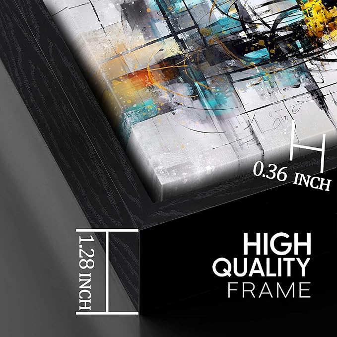 SIXTTART Abstract Canvas Wall Art for Living Room - Black and Teal Canvas Wall Art with Frames - Home Office Decor Ready to Hang Size 29" x 59"