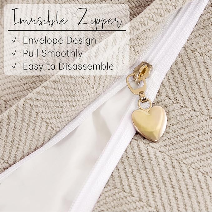 ZWJD Beige Lumbar Pillow Covers 12x20 Set of 2 Chenille Throw Pillow Covers with Elegant Design Soft and Luxurious Decorative Throw Pillows for Couch, Bed, and Home Decor