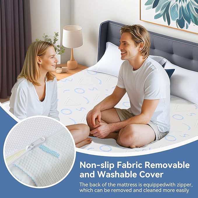 Twin Mattress 6 Inch for Kids, Gel Memory Foam Mattress for Cool Sleep, Medium Firm for Pressure Relief, Fiberglass-Free, Removable Washable Cover, Mattresses in a Box