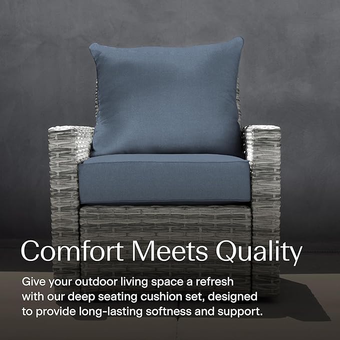 Honeycomb Outdoor Deep Seat, 24" W x 23" D, Solarvie Blue Outdoor Chair Cushion