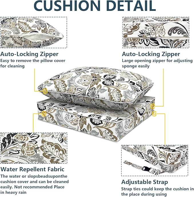 Outdoor Deep Seat Cushions Set 24 x 24 Inch for Patio Furniture,Water Resistant Chair Cushions Replacement Includes Seat Cushion & Back Pillow for Couch Sofa, Wicker Chair - Dailey Tan