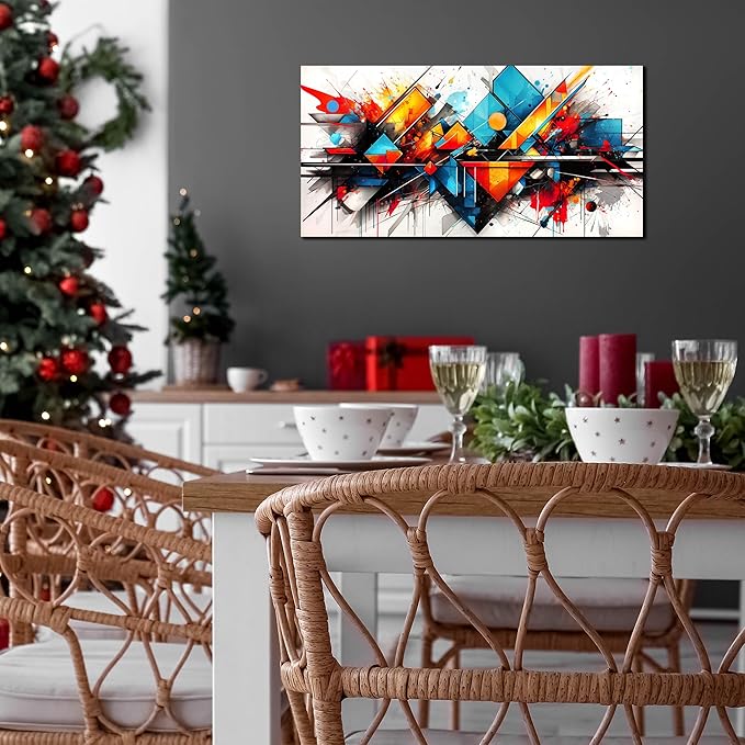 Abstract Pictures for Living Room Wall Decoration - Colorful Room Wall Decor for Bedroom - Modern Office Wall Art Size 20" x 40"