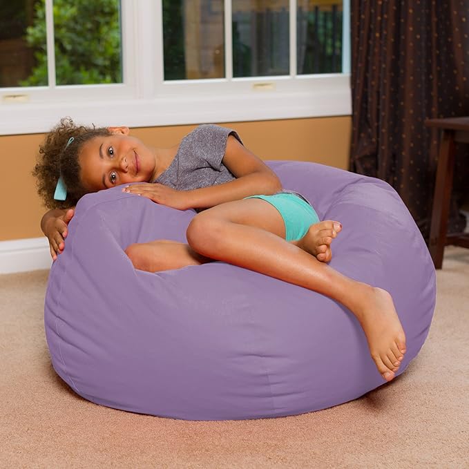 Posh Creations Bean Bag Chair for Kids, Teens, and Adults Includes Removable and Machine Washable Cover, Heather Lavender, 38in - Large