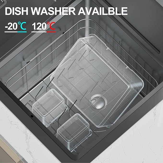 Finorder Food Storage Containers Kit: Set of 6 BPA-Free Plastic Meal Prep Containers with Snap Lids Airtight - Microwave & Dishwasher Safe Stackable Bento Box Set for Home Use/Pantry/Organization