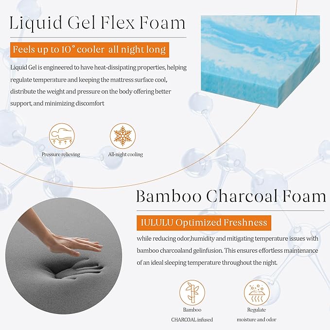 Queen Mattress, 12 Inch Memory Foam Mattress Queen in a Box - Cool Gel Bed Mattress Bamboo Charcoal Foam Queen Mattresses Pressure Relief Medium Firm