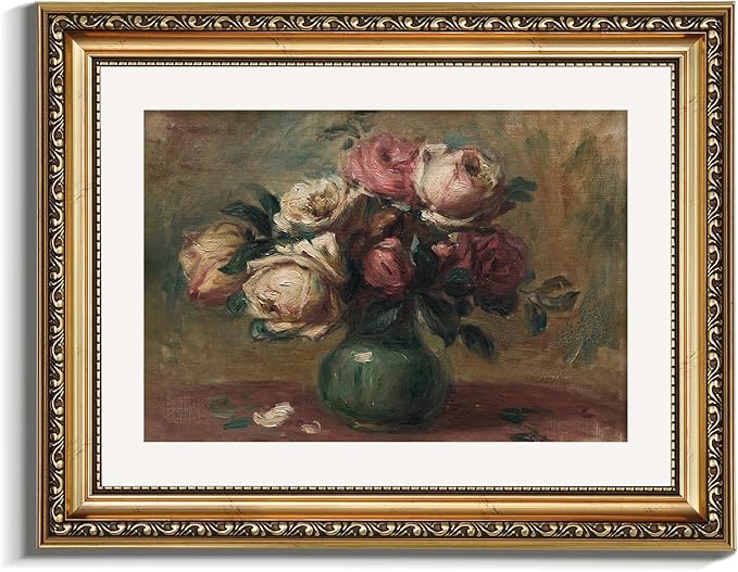 VIYYIEA Gold Framed Wall Art Canvas Print Home Decor Flower Art Vintage Botanical Prints Rustic Farmhouse Wall Decor Mid Century Art Prints Floral Room Decor Wall Pictures Living Room Bedroom 11x14in