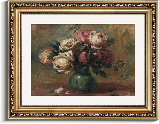VIYYIEA Gold Framed Wall Art Canvas Print Home Decor Flower Art Vintage Botanical Prints Rustic Farmhouse Wall Decor Mid Century Art Prints Floral Room Decor Wall Pictures Living Room Bedroom 11x14in