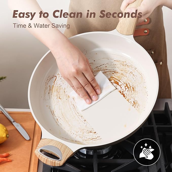 SENSARTE Ceramic Nonstick Frying Pan Skillet with Hot-resistant Handle 12.5Inch Large Non-toxic Healthy Kitchen Cooking Chef's Pan, Free of Intentionally Added PFOA/PFAS/PTFE, Induction Compatible