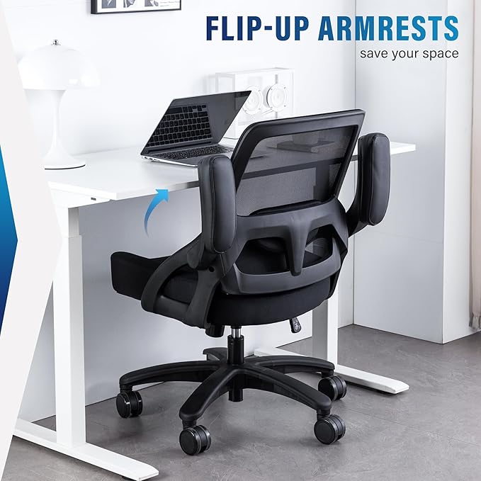 Big and Tall Office Chair 400lbs-Ergonomic Mesh Desk Chair with Flip up Arms, Heavy Duty Home Office Computer Chair, Wide Seat Office Chairs, Executive Rolling Swivel Task Chairs for Large People