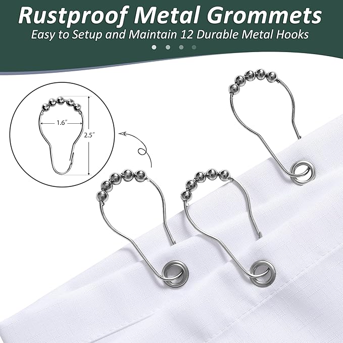 Naturoom Emerald Green Shower Curtains for Bathroom,Ombre Cloth Fabric Shower Curtain Set with 12 Hooks Emerald Green Bathroom Decor 72 x 72