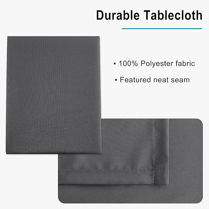 Hiasan Rectangle Tablecloth Grey - Wrinkle Resistant and Waterproof Washable Polyester Fabric Table Cloth for Dining Party and Outdoor Use, 54 x 120 Inch