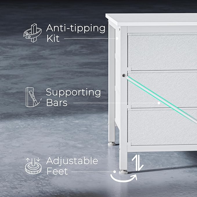 Huuger 63 Inch Dresser for Bedroom, Dresser for Closet with 9 Drawers, Large TV Stand for 55, 65, 70 Inch TV, Entertainment Center with Storage, Wide Long Chest of Drawers, White