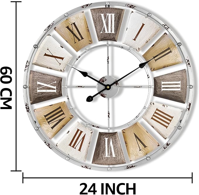 Sorbus Decorative Large 24-Inch Wall Clock for Living Room, Vintage Industrial Modern Rustic Farmhouse Style, Oversized Roman Numeral Clock, Modern Wall Clock, Ideal Room Décor