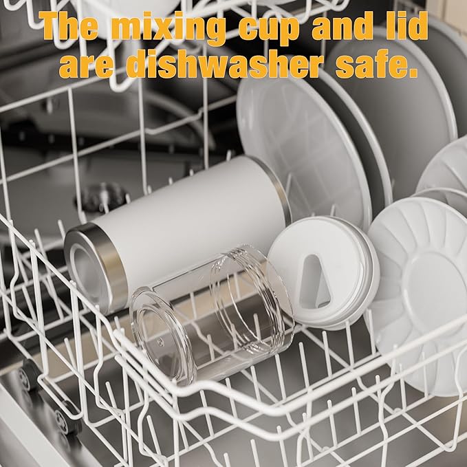 Portable Personal Blender 24oz Vacuum Cup Cordless Blender for 120 Watt Rechargeable Personal Size blender With Stainless Steel Bottle Ideal For-Shakes and Smoothies, BPA Free (White）